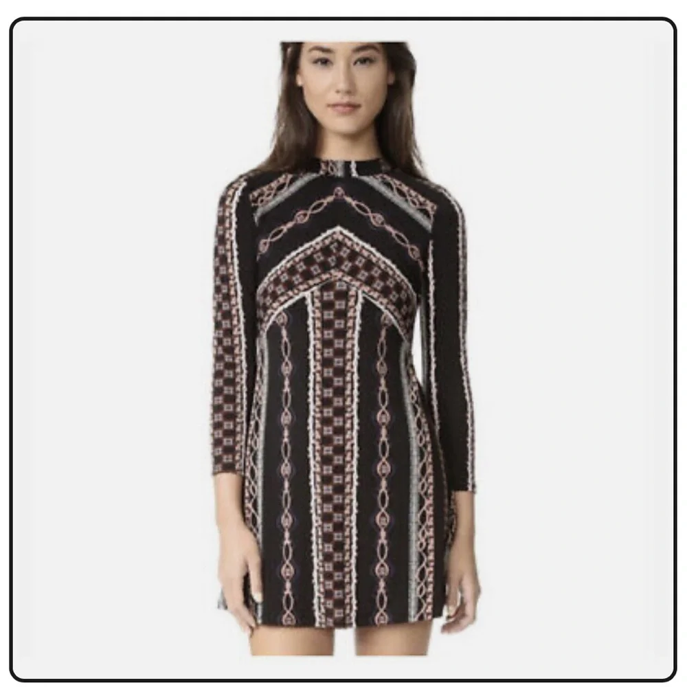NWT Free People Chic Black Patterned Dress